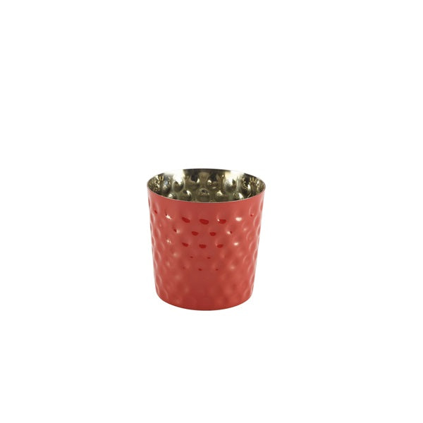 Stainless Steel  Serving Cup Hammered 8.5 x 8.5cm Red