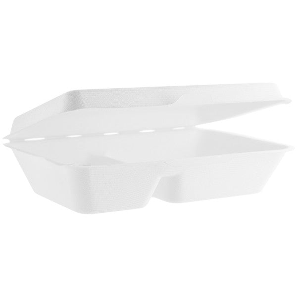 Vegware 9 x 6in 2 Compartment Bagasse Clamshell