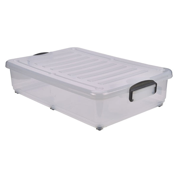 Storage Box 40L W/ Clip Handles On Wheels (Pack of 4)