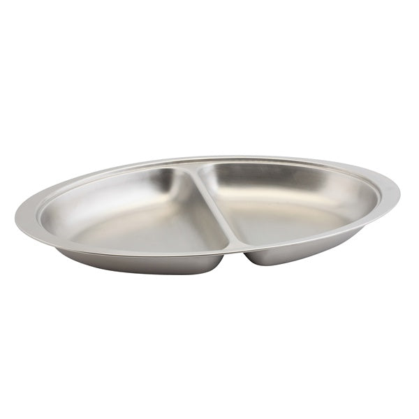 Stainless Steel 2 DIVISION  Oval Banqueting Dish 20"
