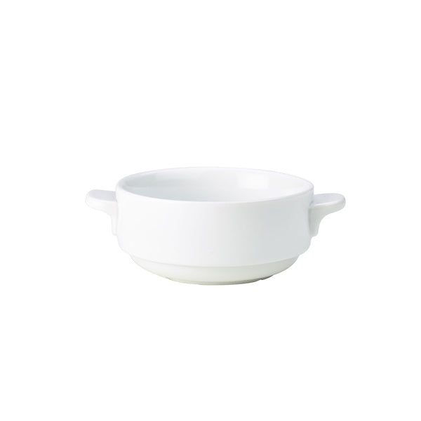 Genware Porcelain Lugged Soup Bowl 25cl/8.75oz  (Pack of 6)