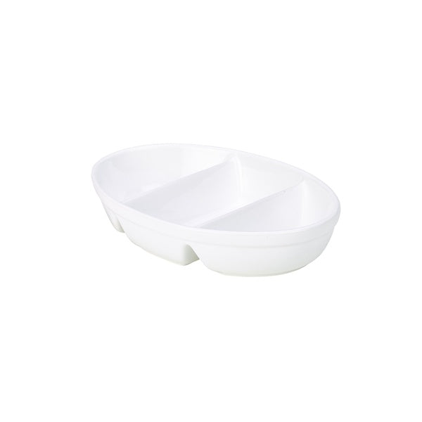 ROYAL GENWARE 3 Divided Vegetable  Dish 24cm White (Pack of 4)