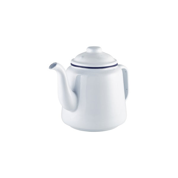 Enamel Teapot White with Blue Rim 1.5L/52.75oz