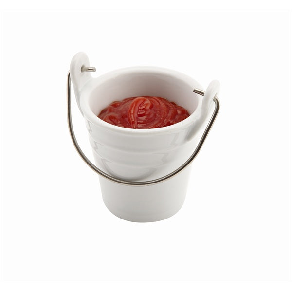 Porcelain Bucket W/ Stainless Steel Handle 6.5cm Ø 10cl