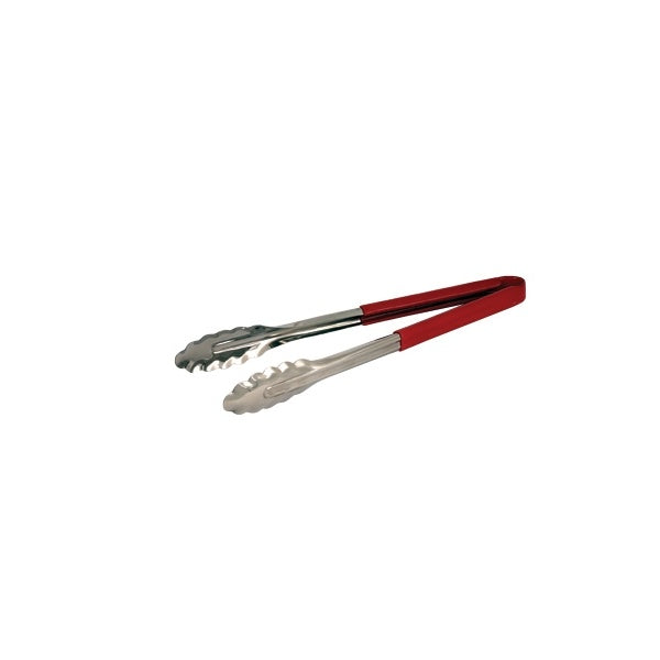 Genware Colour Coded Stainless Steel  Tong 23cm Red