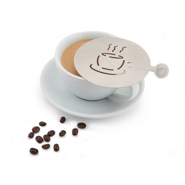 Genware Stainless Steel  Coffee Stencil Cup Design