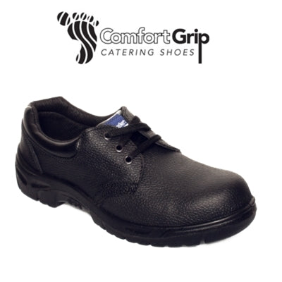 Comfort Grip Black Leather Chef Safety Shoes