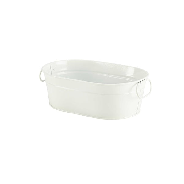 Galvanised Steel Serving Bucket White 23 x 15 x 7cm